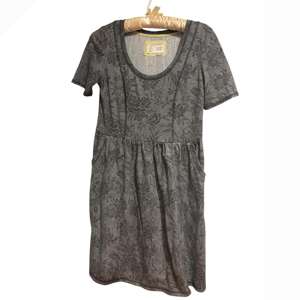 Anthropologie Saturday/ Sunday Grey Floral Knot Pocket Dress- XS